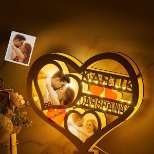 UnusualStandout #811 Personalized Photo Heart-shaped Hollow Night Light