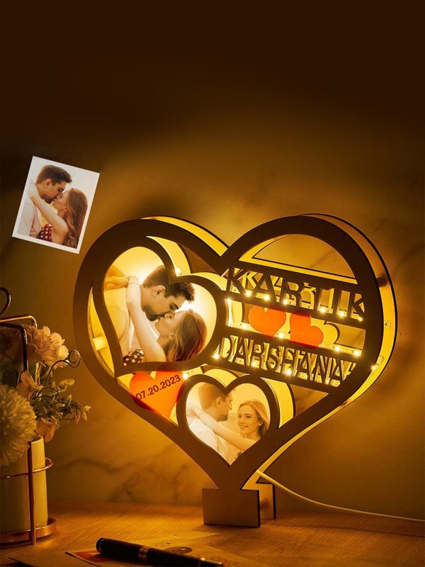 UnusualStandout #811 Personalized Photo Heart-shaped Hollow Night Light