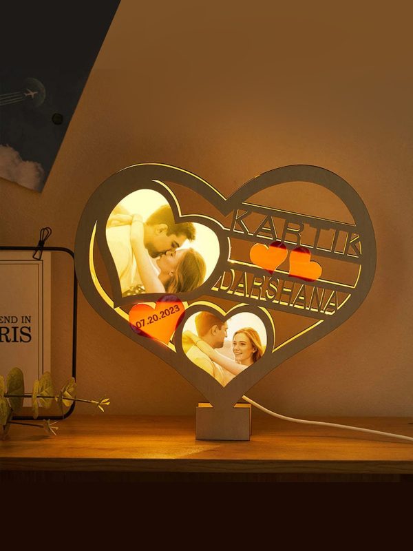 UnusualStandout #811 Personalized Photo Heart-shaped Hollow Night Light