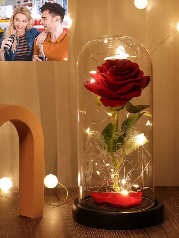 UnusualStandout #826 Personalized Rose Line Drawing Night Light