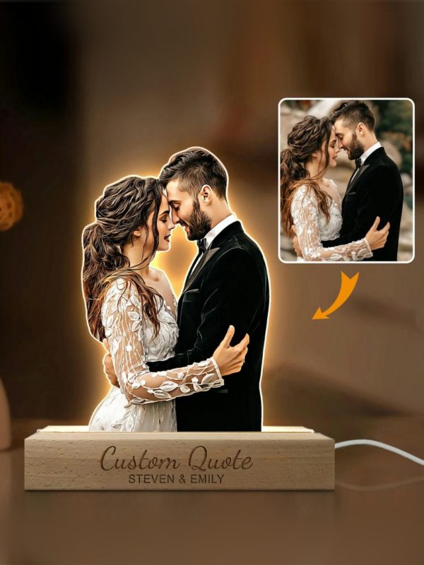 UnusualStandout #830 Personalized Couple Photo Name Engraving Night Light