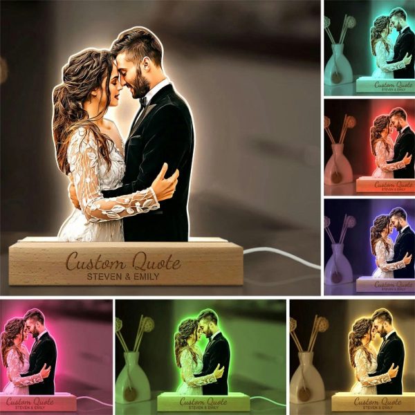 UnusualStandout #830 Personalized Couple Photo Name Engraving Night Light