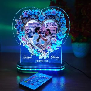 UnusualStandout #831 Personalized Floral Photo Lamp