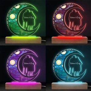 UnusualStandout #840 Personalized Moon Couple LED Light