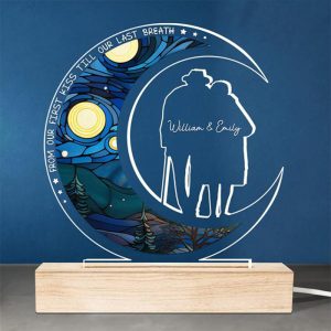 UnusualStandout #840 Personalized Moon Couple LED Light