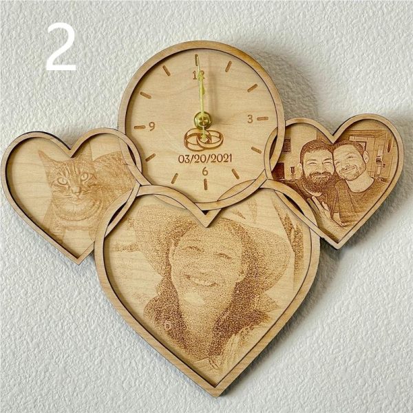 UnusualStandout #845 Personalized Love Photo Engraved Clock