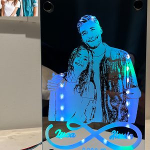 UnusualStandout #848 Personalized Couple Engraved Photo Mirror Lamp