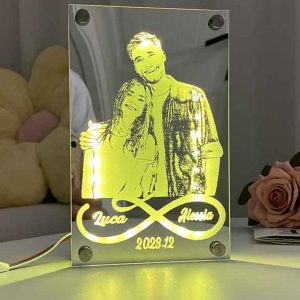 UnusualStandout #848 Personalized Couple Engraved Photo Mirror Lamp