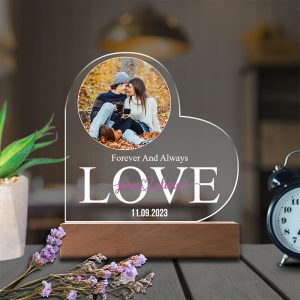 UnusualStandout #849 Personalized Heart-shaped Lamp with Couple Photos and Names